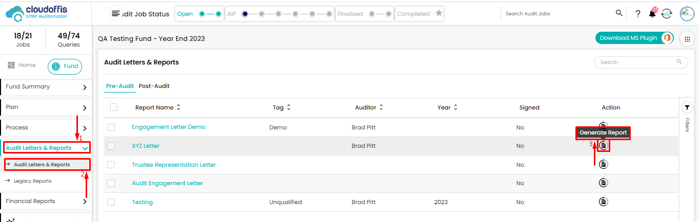 audit-letters-and-reports-generate-report