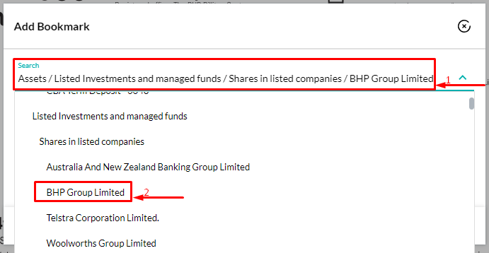 select-bookmark-from-drop-down